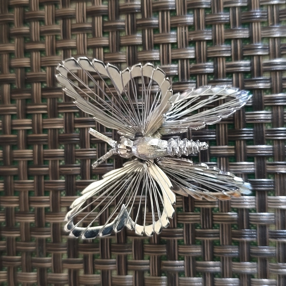 Vintage Monet Silvertone Butterfly Brooch